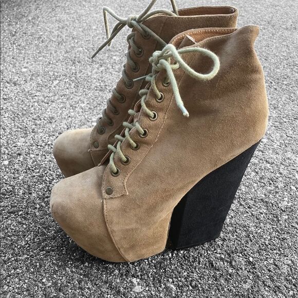 Jeffrey Campbell Freda Tan Highest Platform Booties - Picture 1 of 10